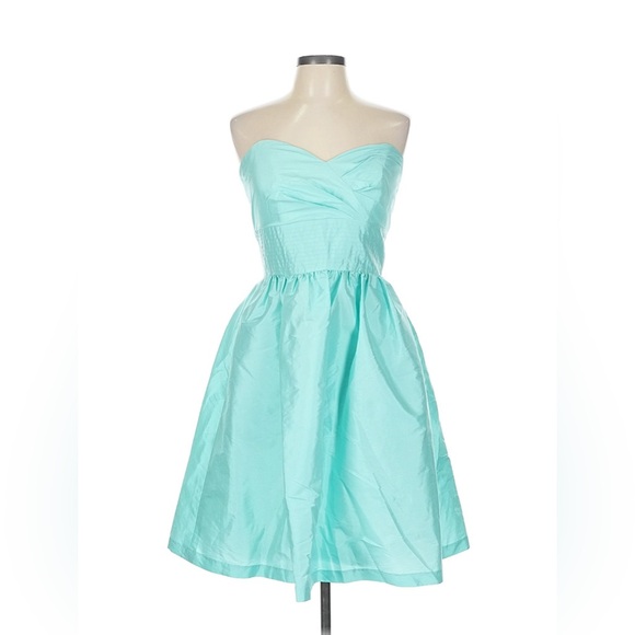 Alfred Sung D540 Strapless Dupioni Dress Seaside Teal/Tiffany Blue Size 10 NWT - Picture 3 of 8